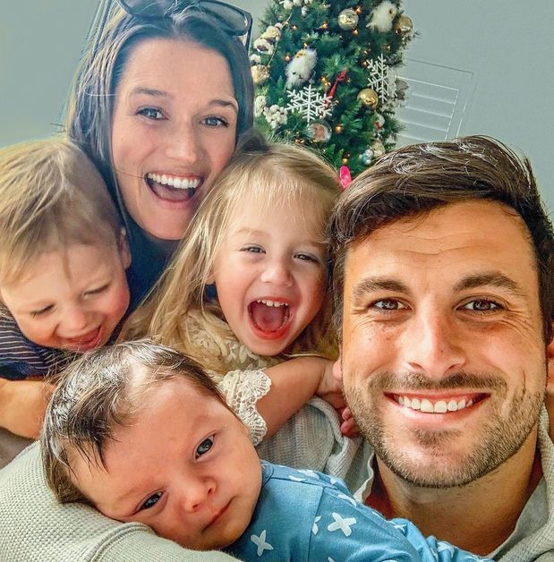 Jade and Tanner take a selfie with their kids