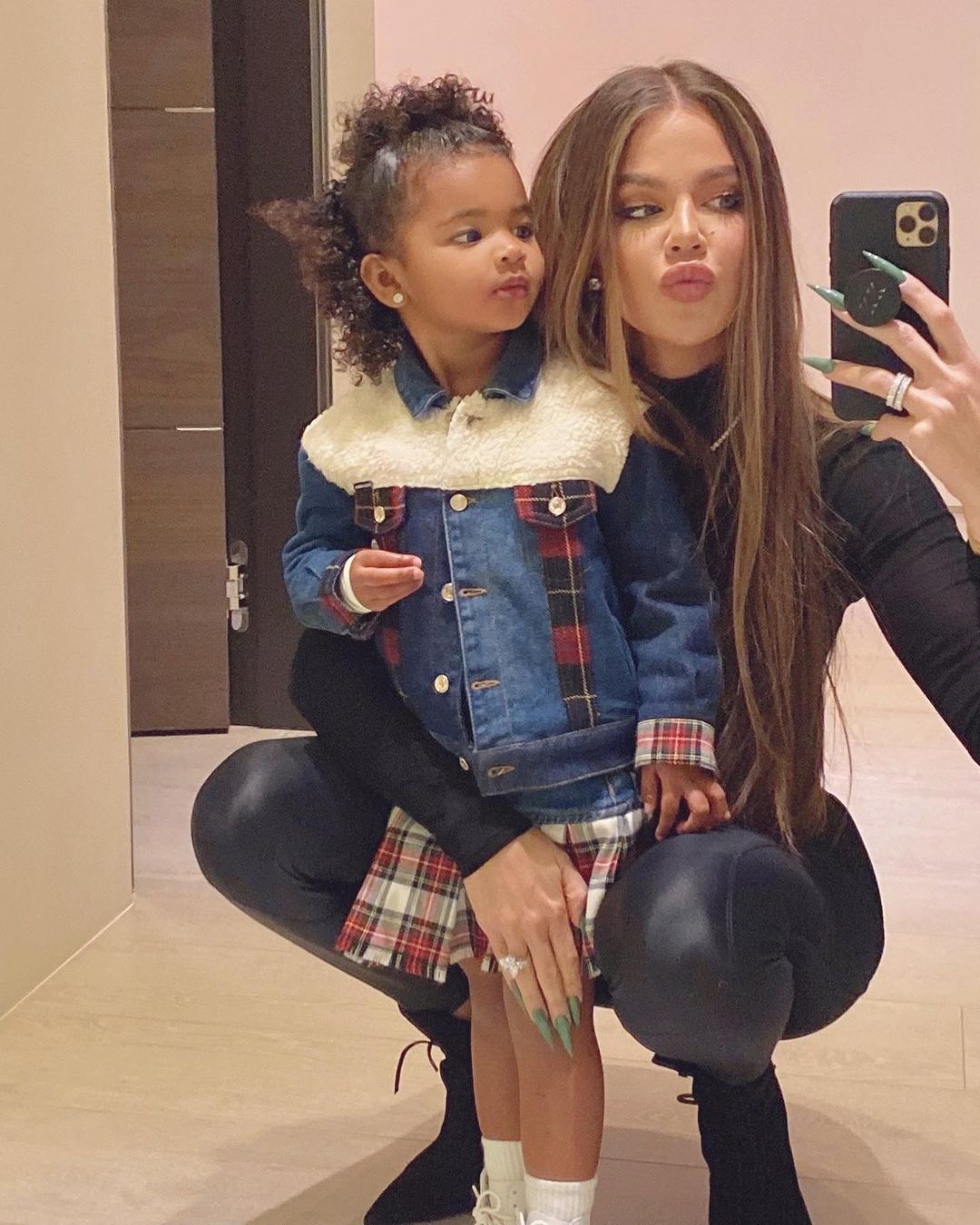 Khloe Kardashian takes a selfie with daughter True Thompson.