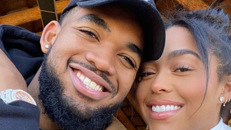 Jordyn Woods and Karl Anthony-Towns smiling in a selfie