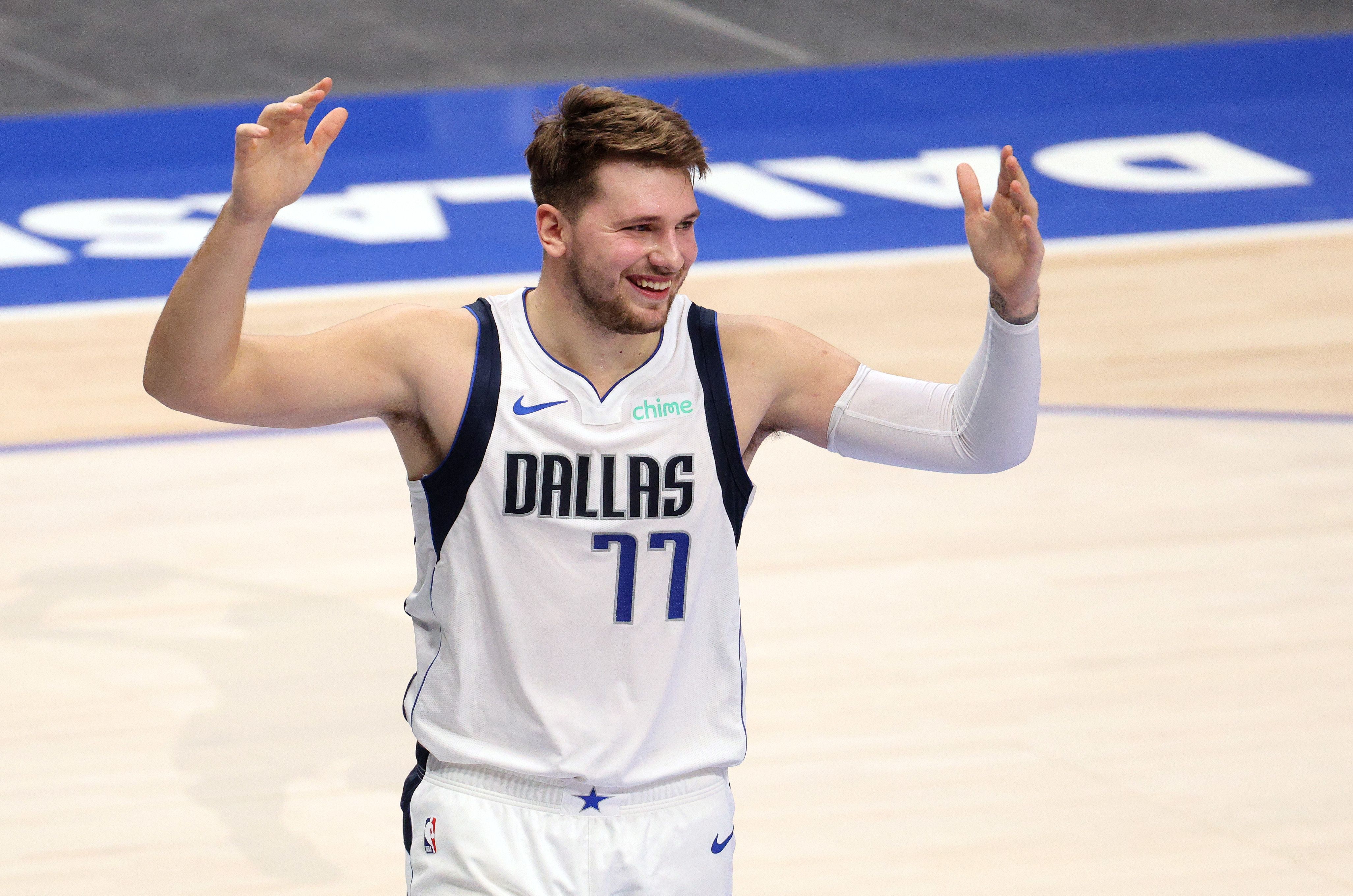 Luka Doncic reaction after receiving a foul call