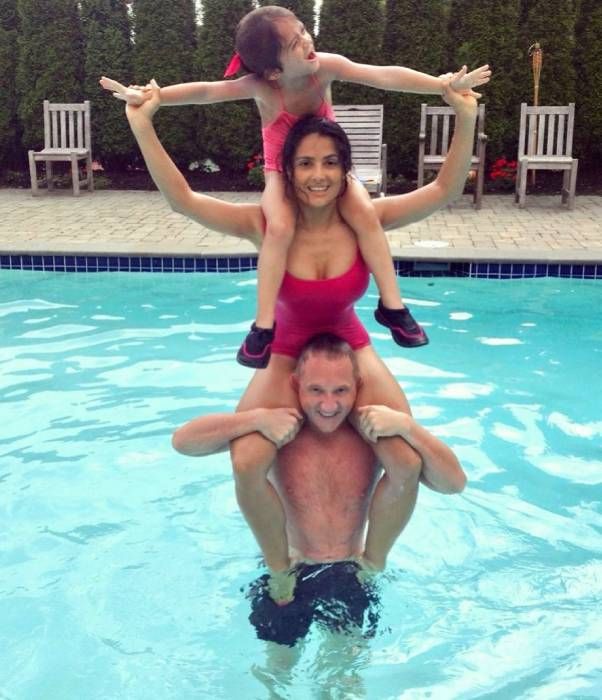 Salma Hayek family pool photo