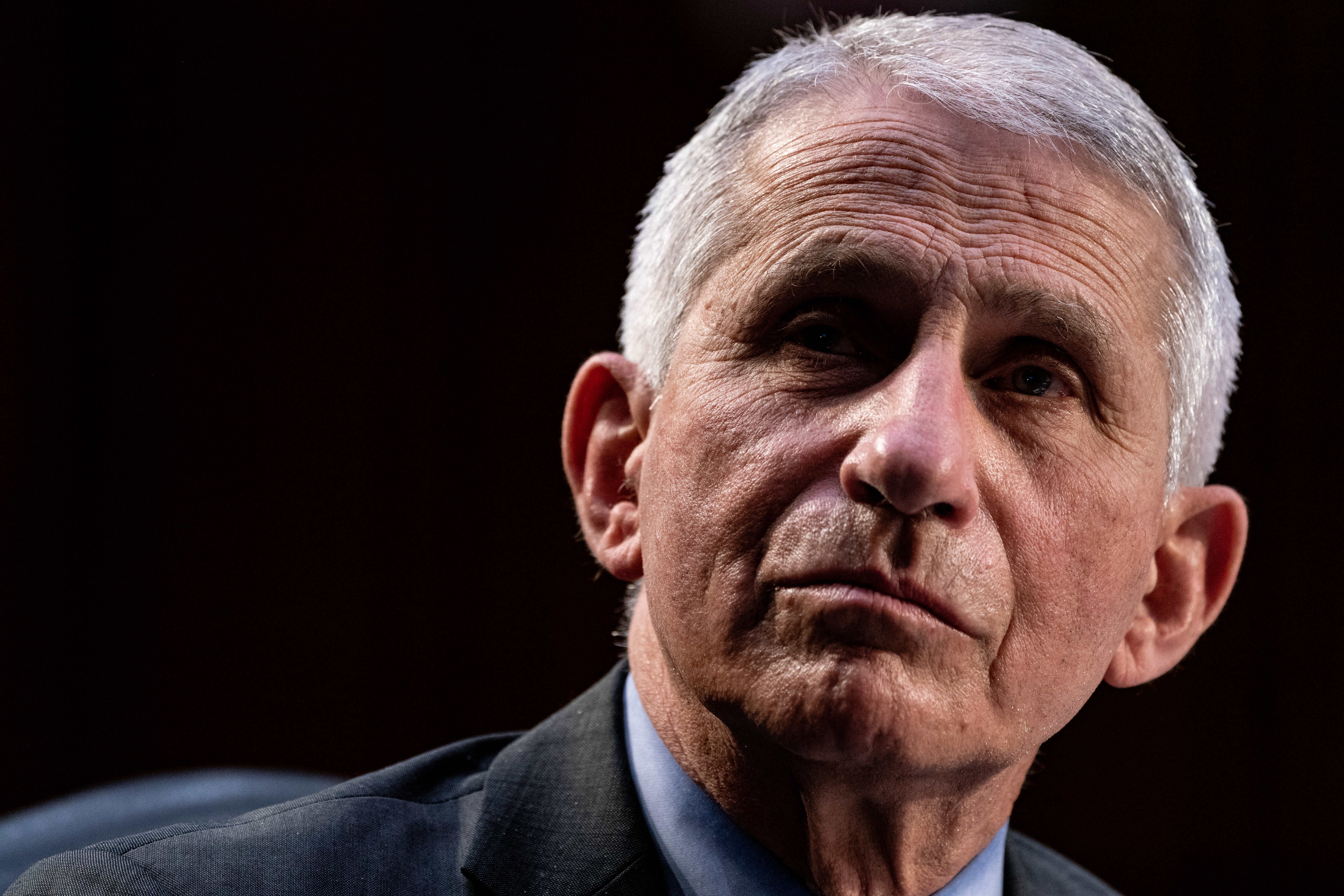 Anthony Fauci stares off camera.