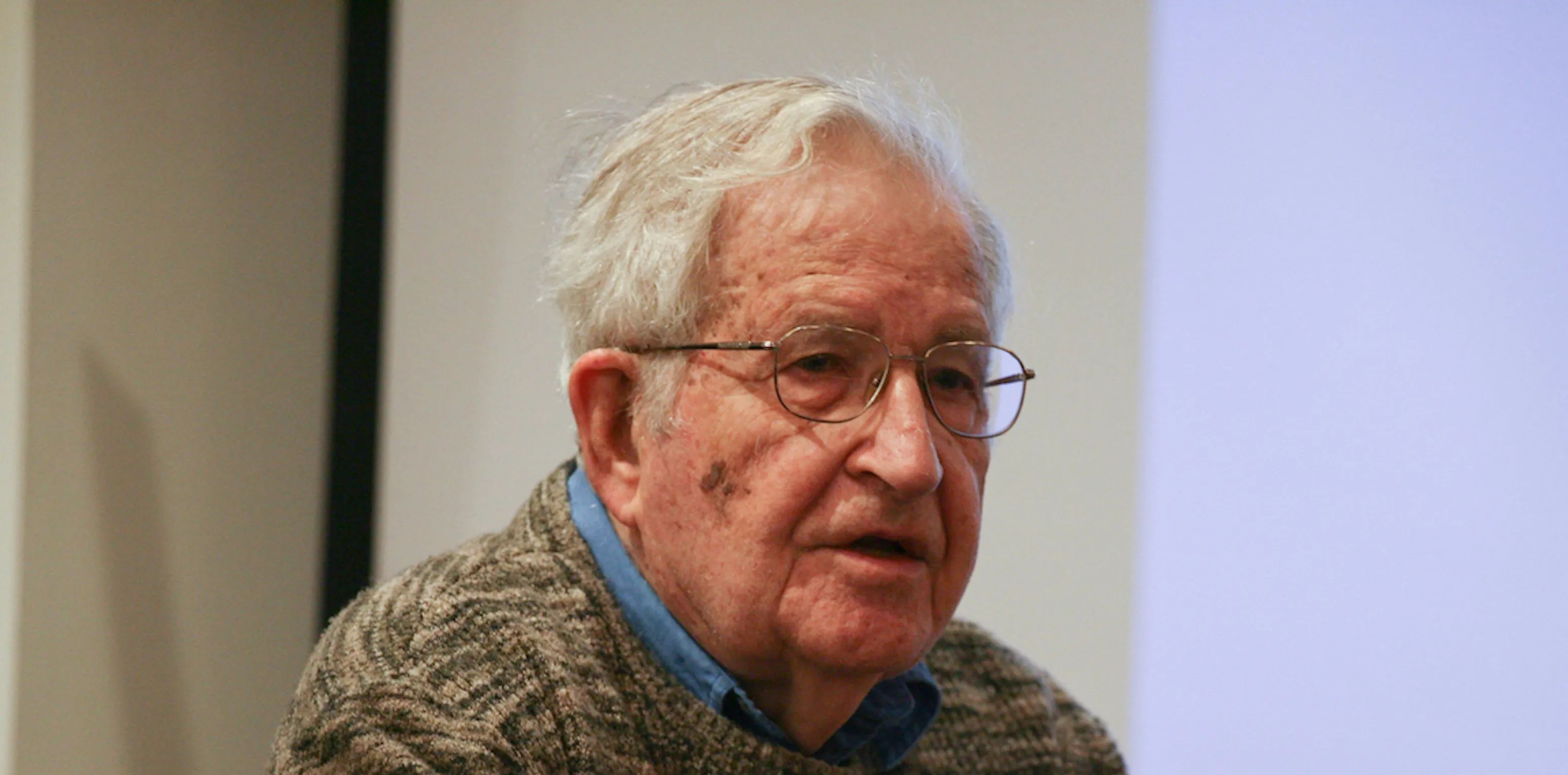 Philosopher Noam Chomsky delivers remarks.