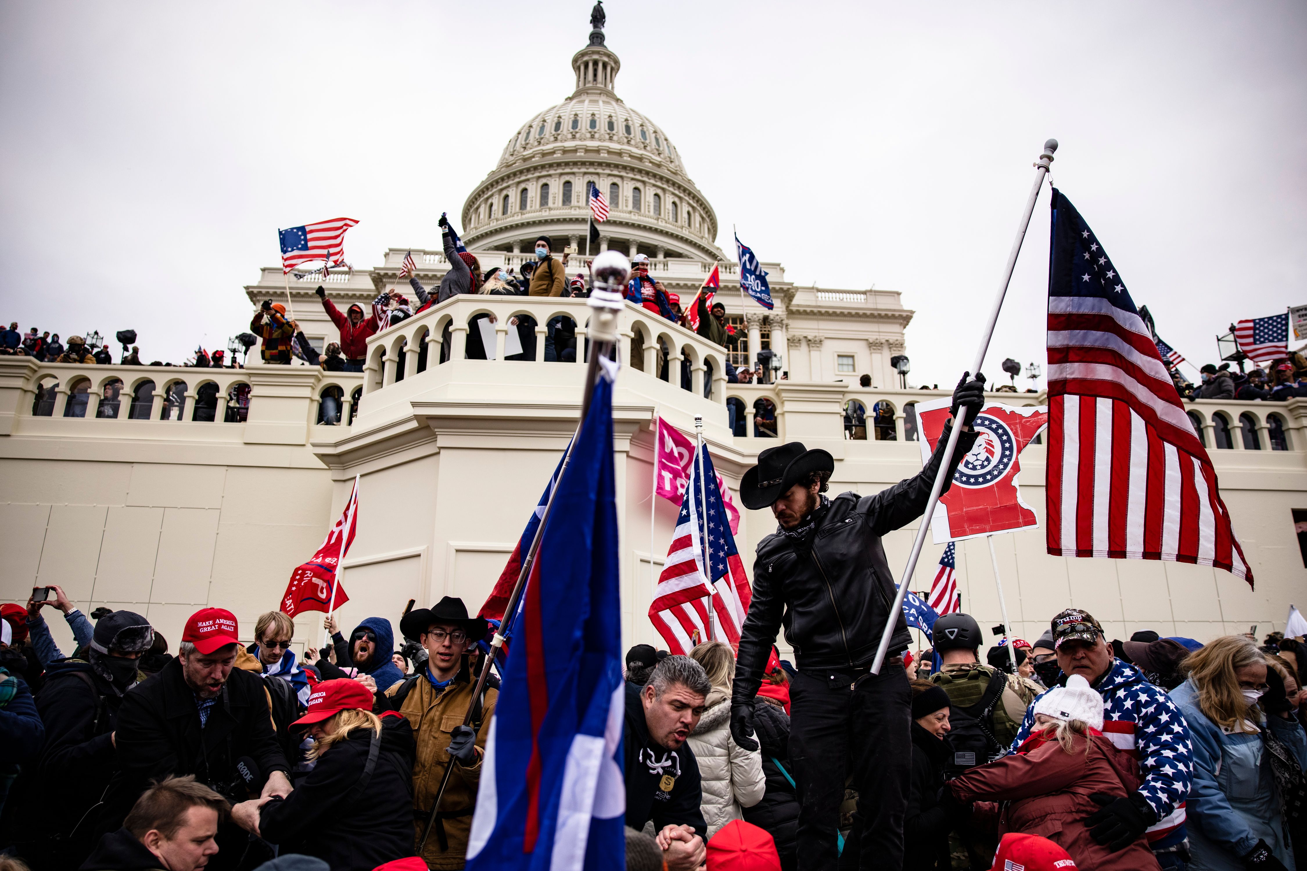 People attack the U.S. Capitol.