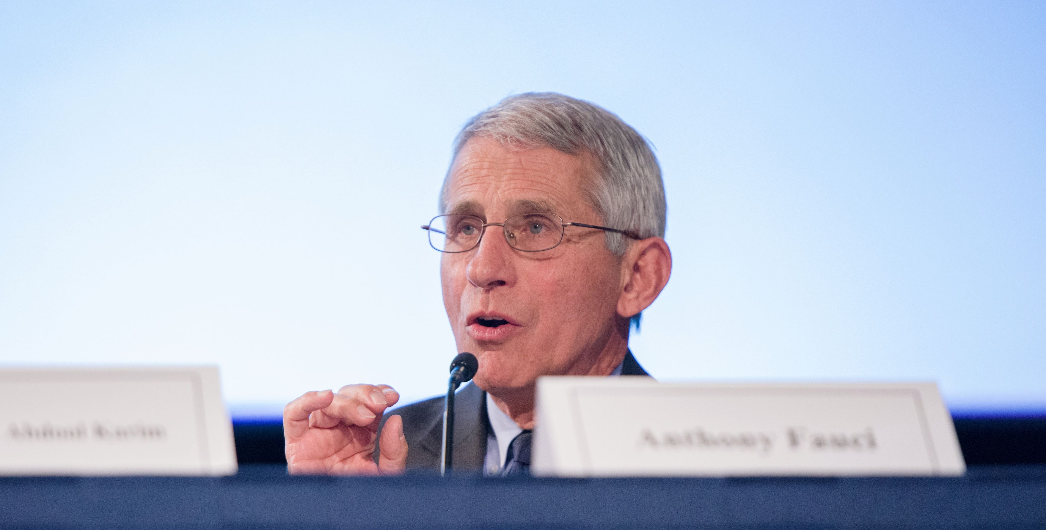 Dr. Anthony Fauci delivers remarks.
