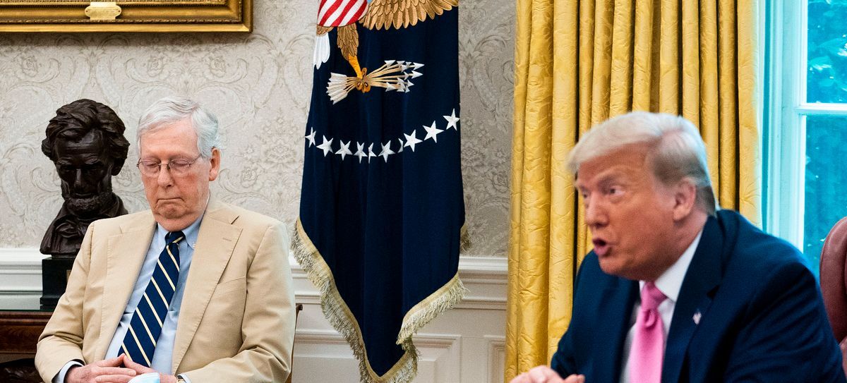 Sen. Mitch McConnell, former President Donald Trump in the Oval Office of the White House.