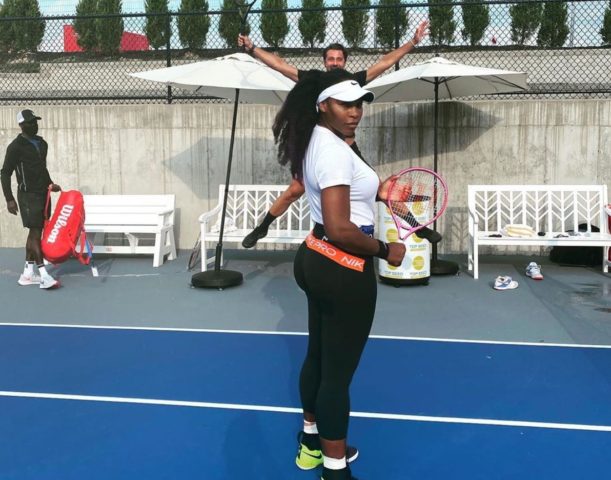 Serena Williams during tennis practice
