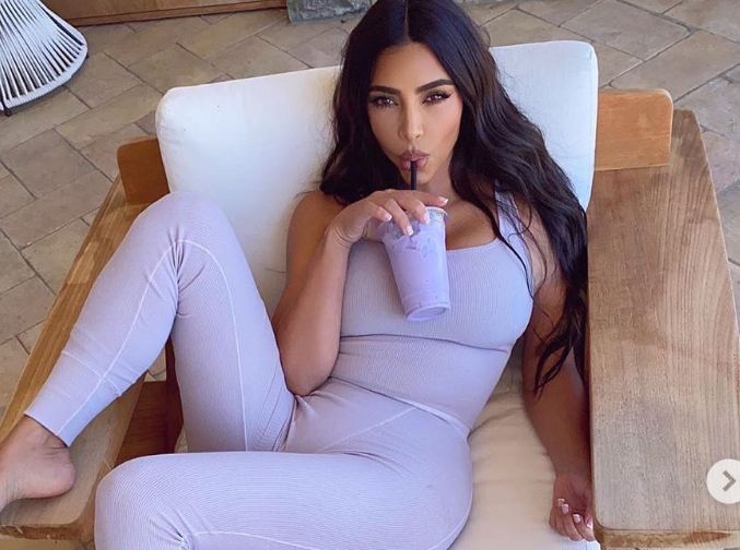 Kim Kardashian drinking smoothie
