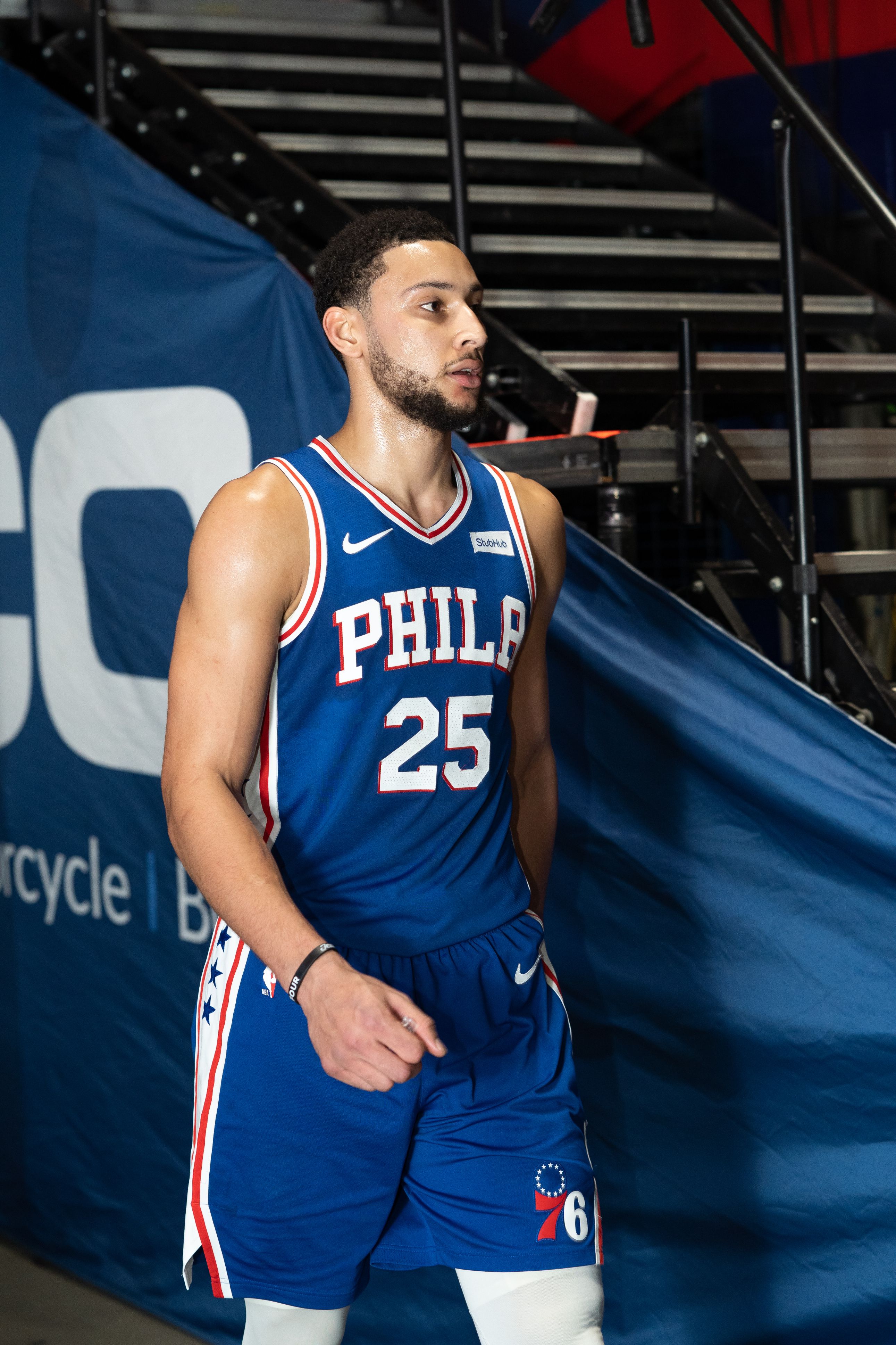 Ben Simmons on his way to the locker room