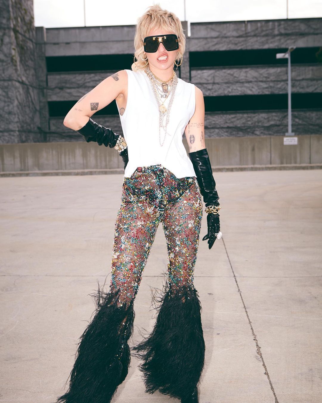 Miley Cyrus in sheer pants
