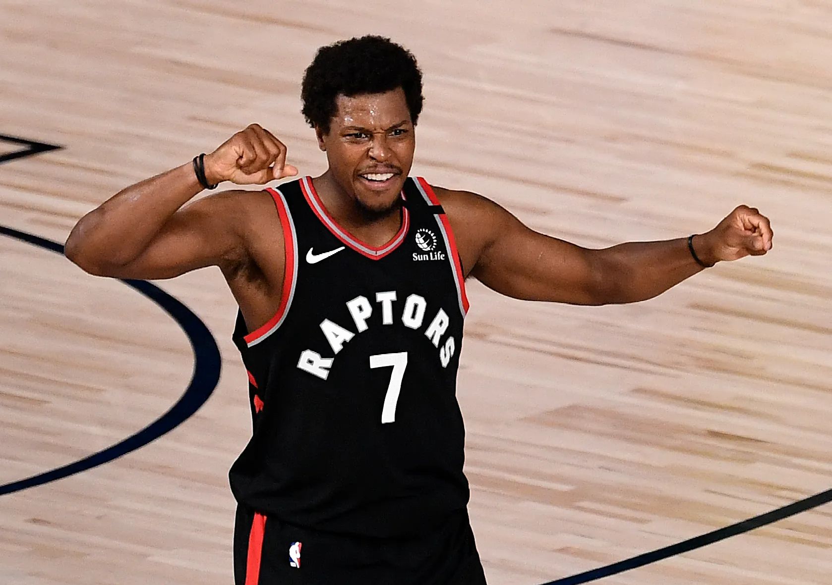 Kyle Lowry reacts to a play.