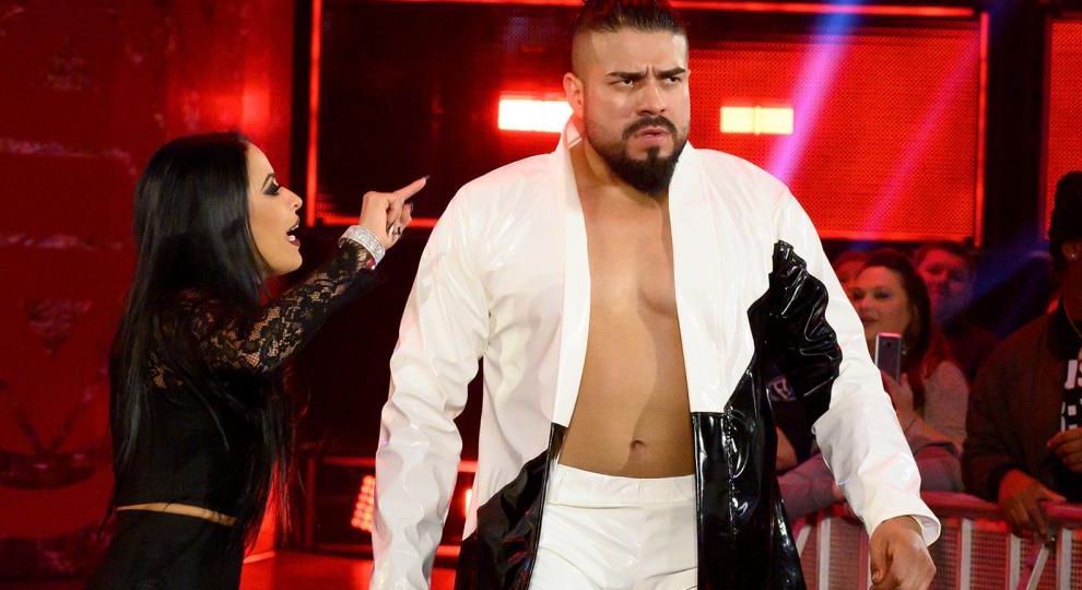 Andrade is accompanied to the ring by Zelina Vega on Monday Night Raw.