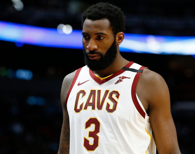 Andre Drummond on his way to the Cavaliers' bench