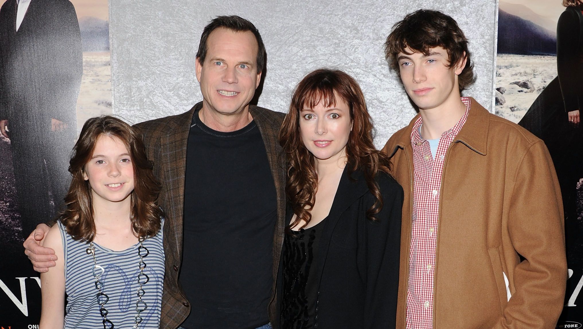 Bill Paxton smiles with wife and two children, Lydia and James.