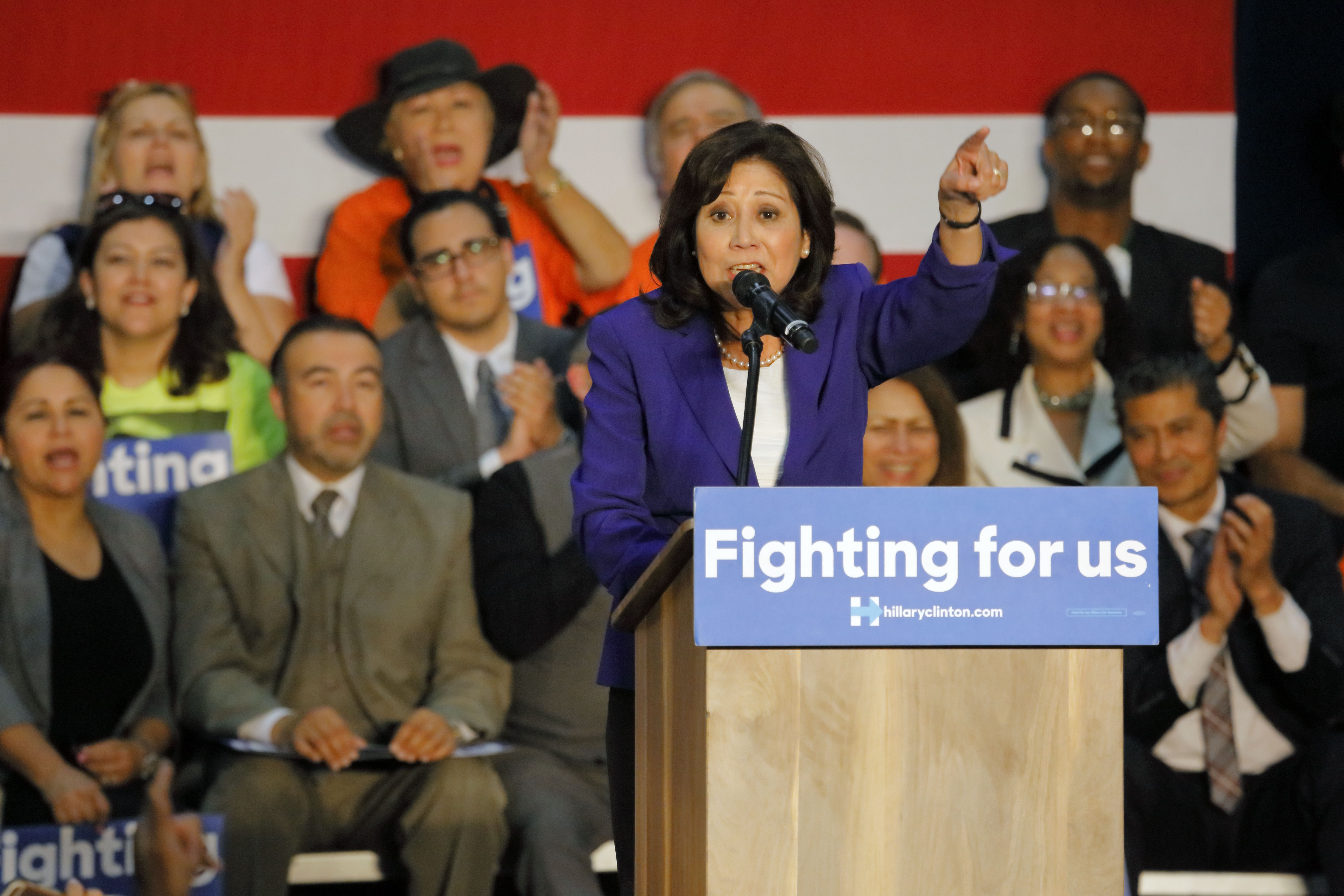 Chair of the Los Angeles County Board of Supervisors, Hilda L. Solis, at a rally.