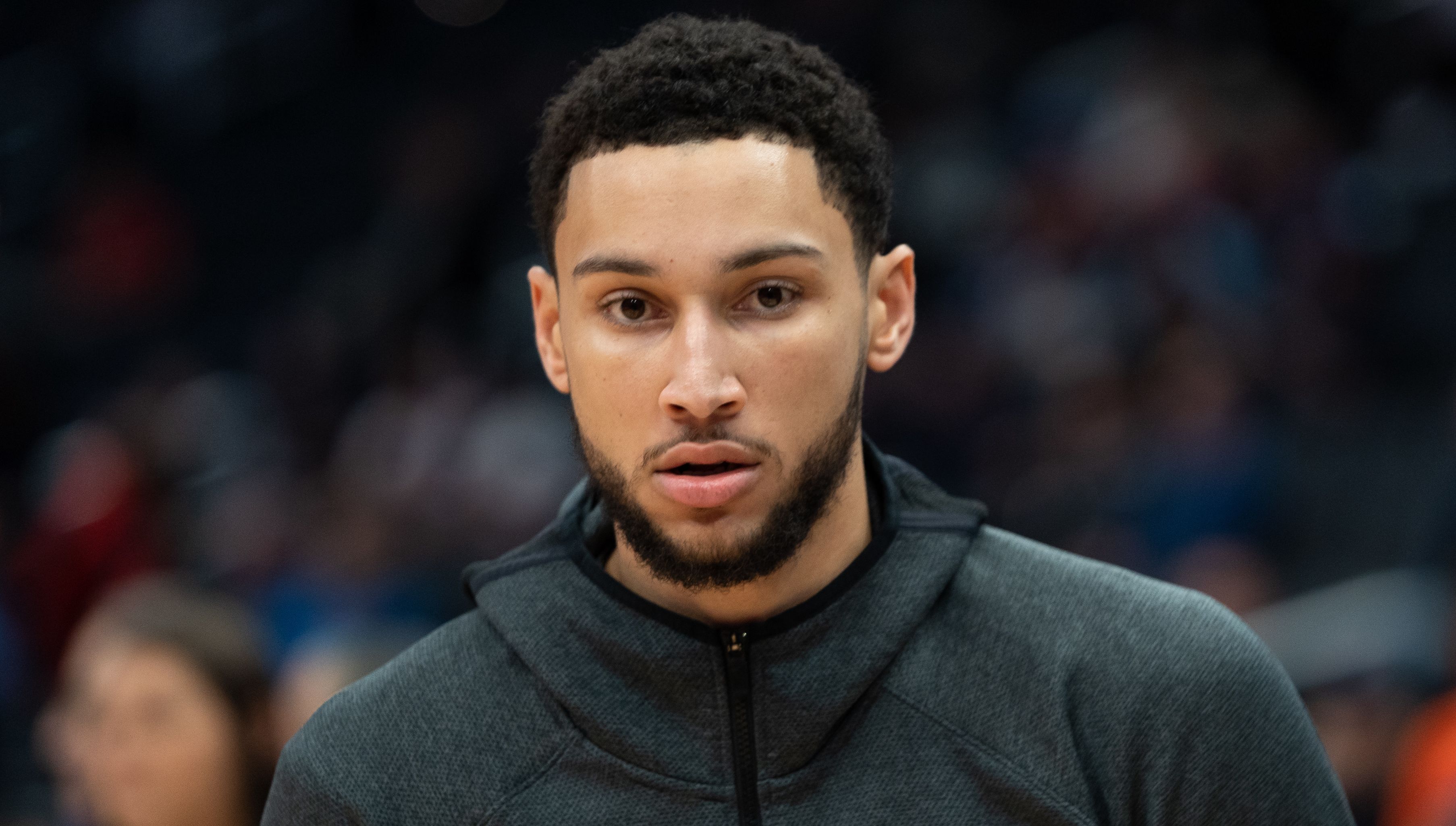 Ben Simmons wearing a warm up suit
