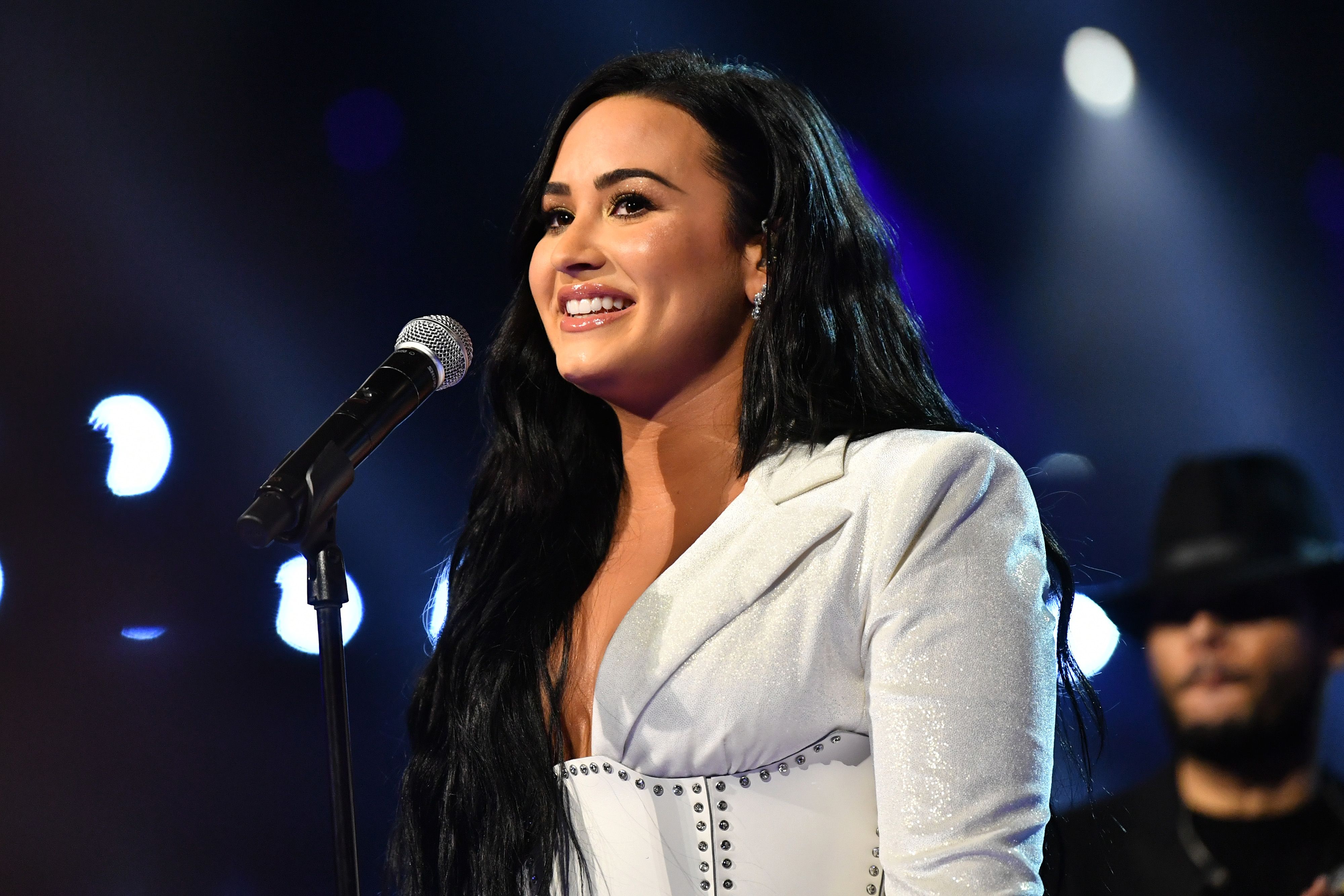 Demi Lovato in white outfit