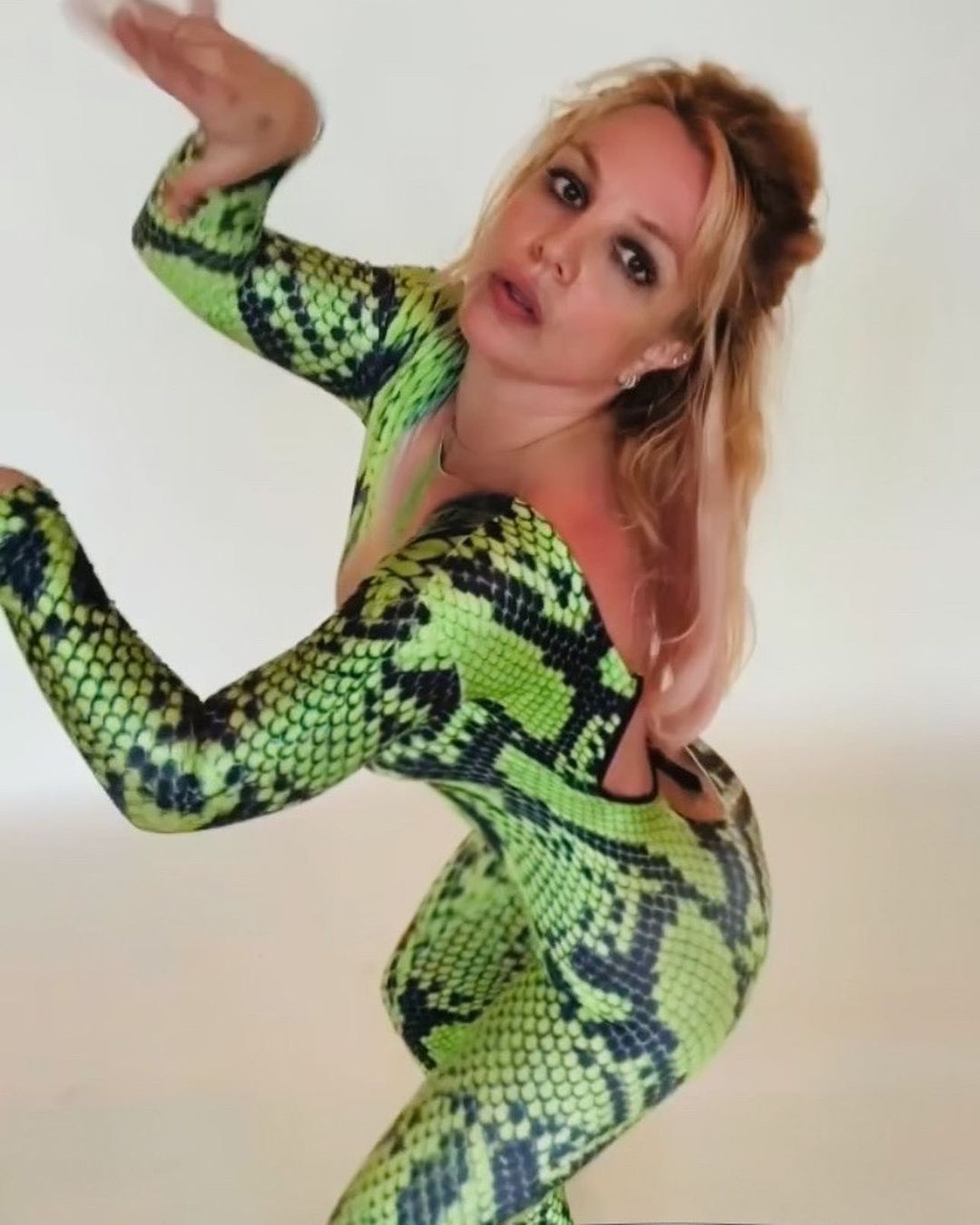 Britney Spears in snakeskin catsuit