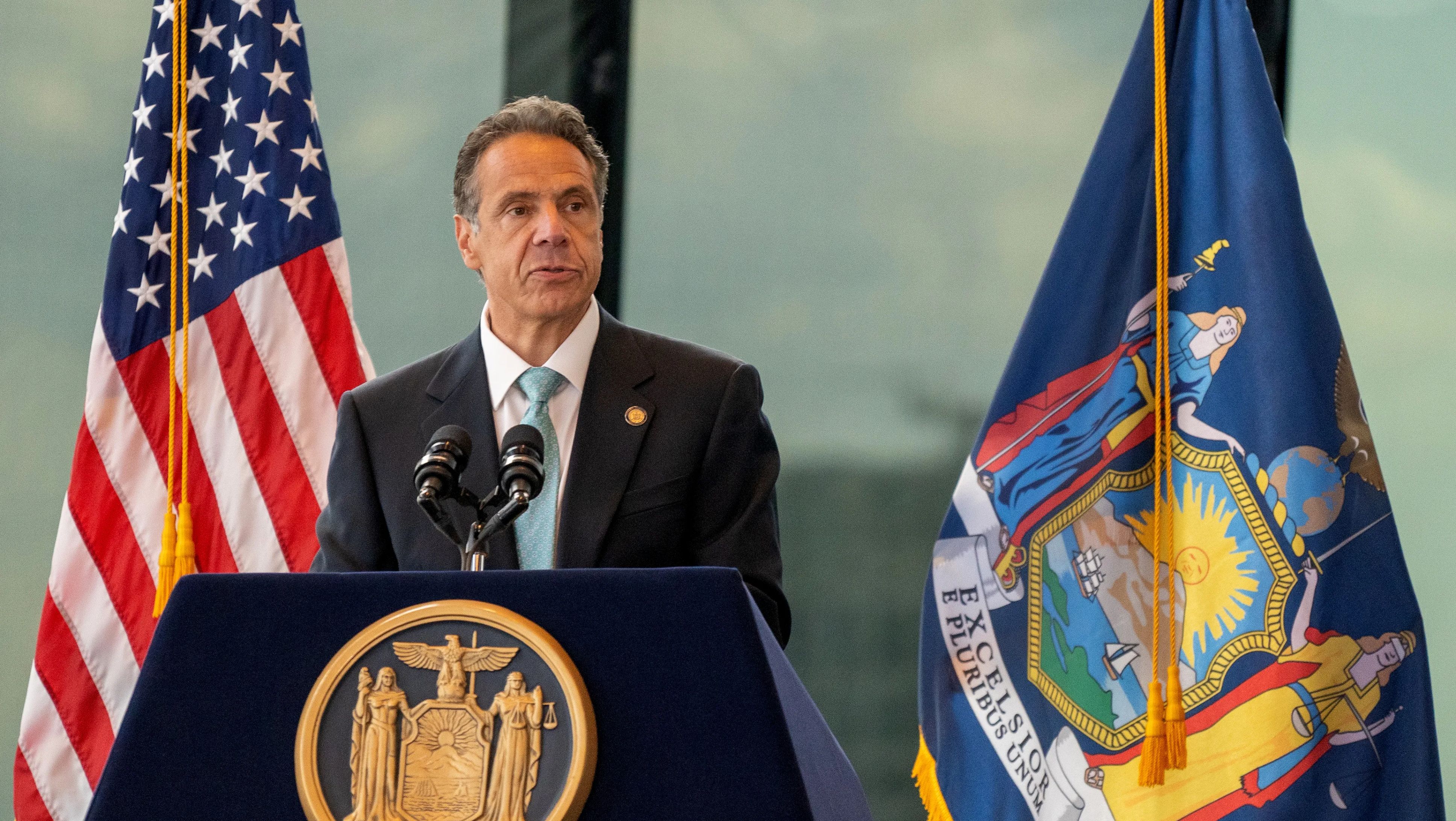 Andrew Cuomo speaks at a press conference.