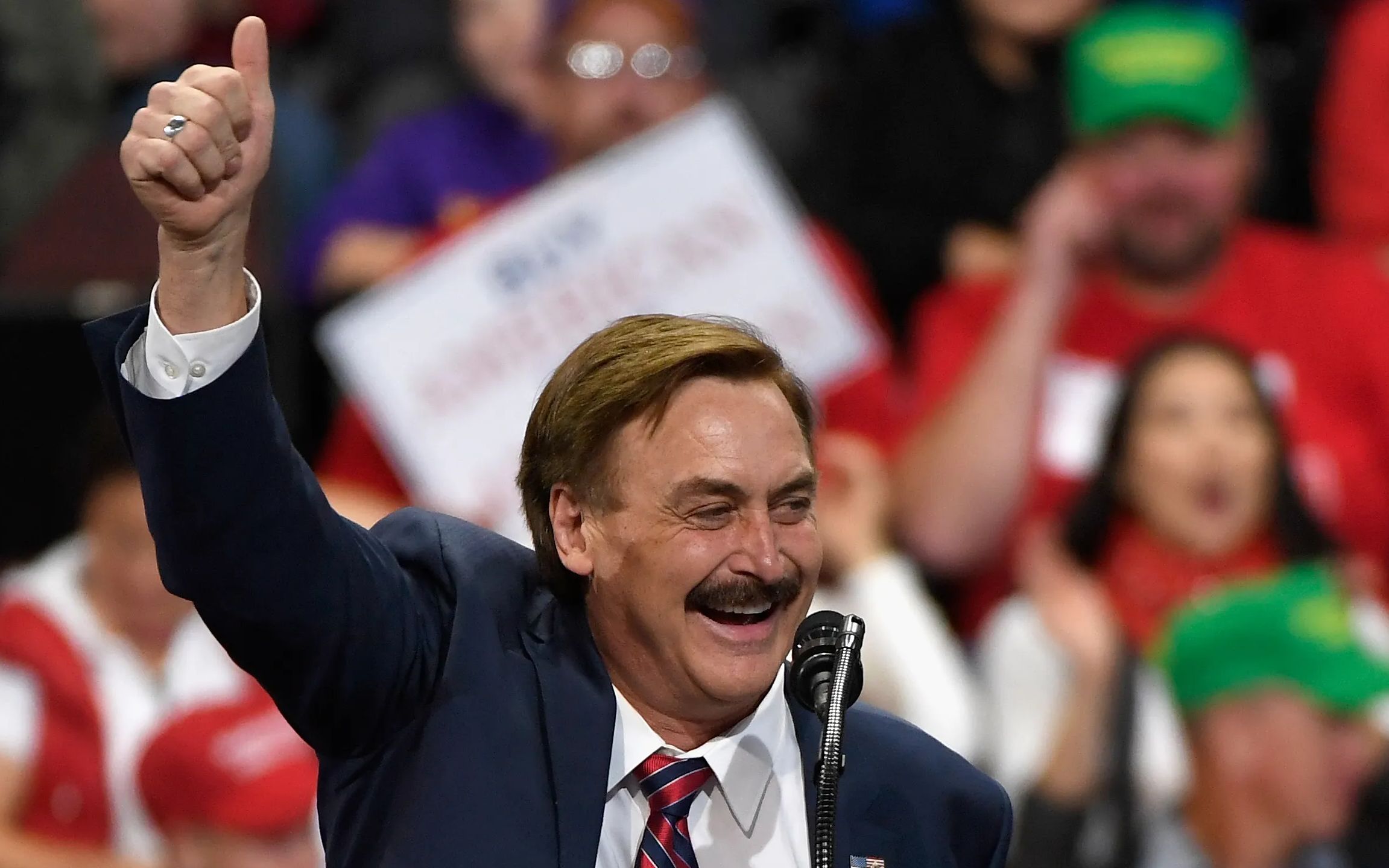 My Pillow CEO Mike Lindell speaks at a rally.