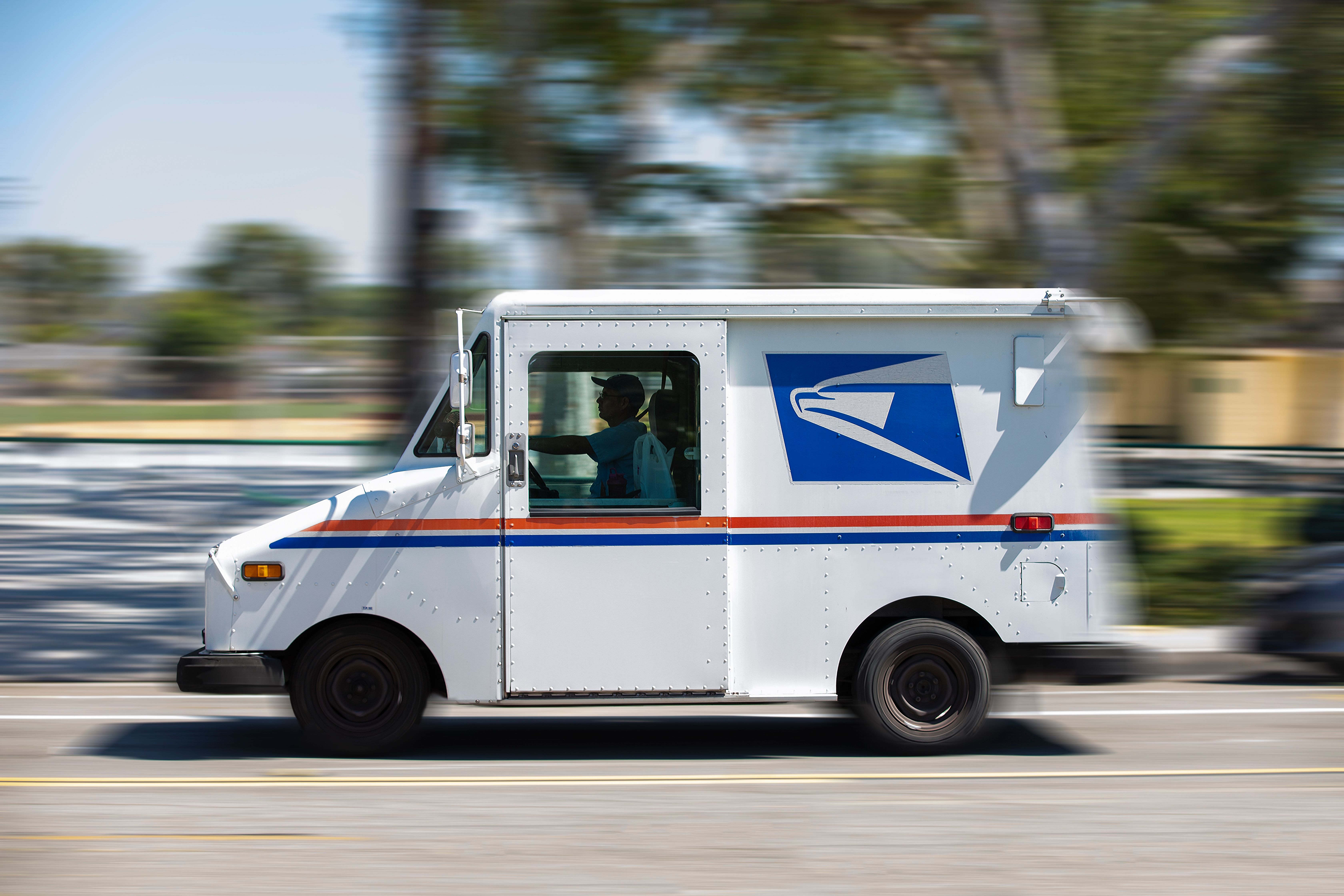 A United States Postal Service truck.