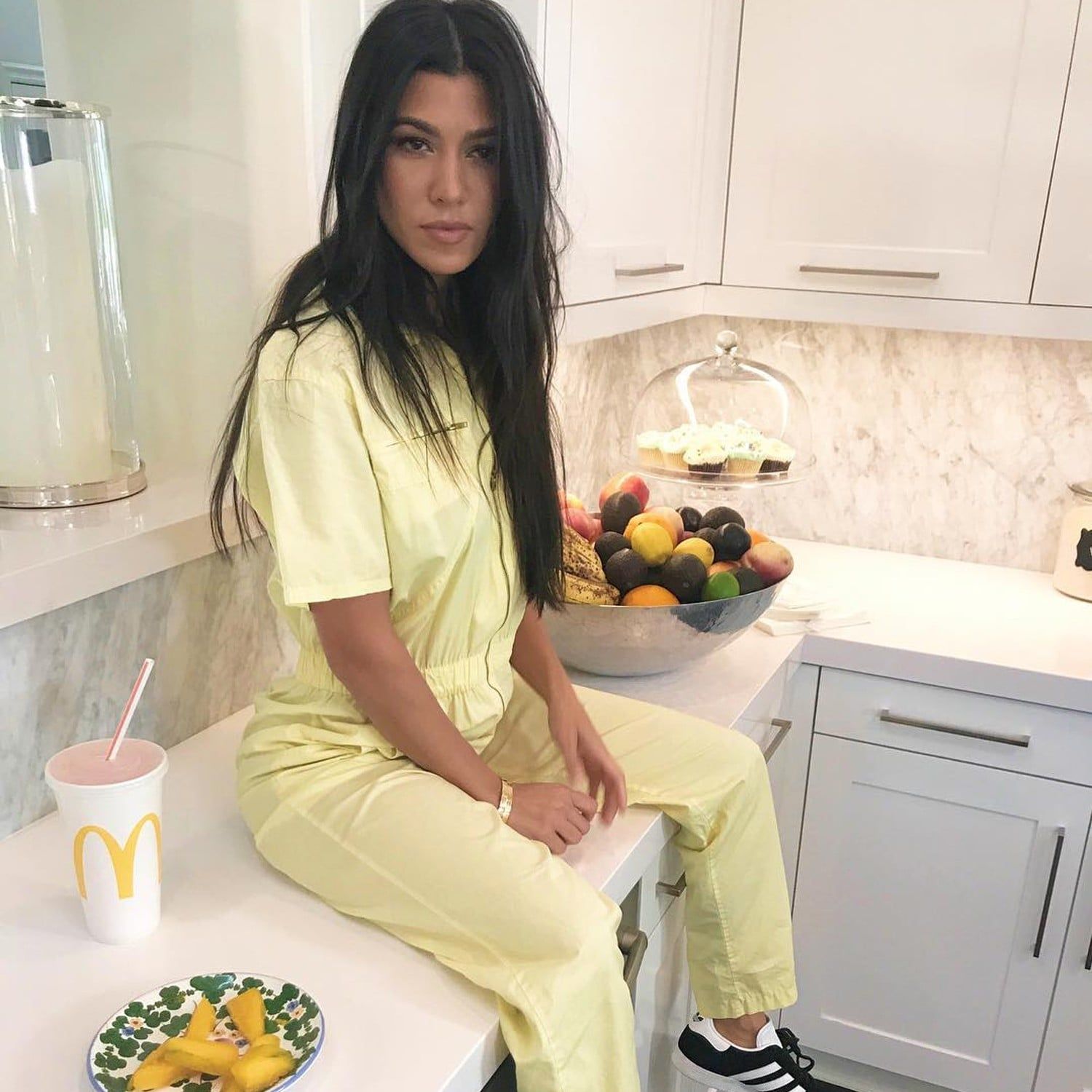 Kourtney Kardashian on kitchen counters