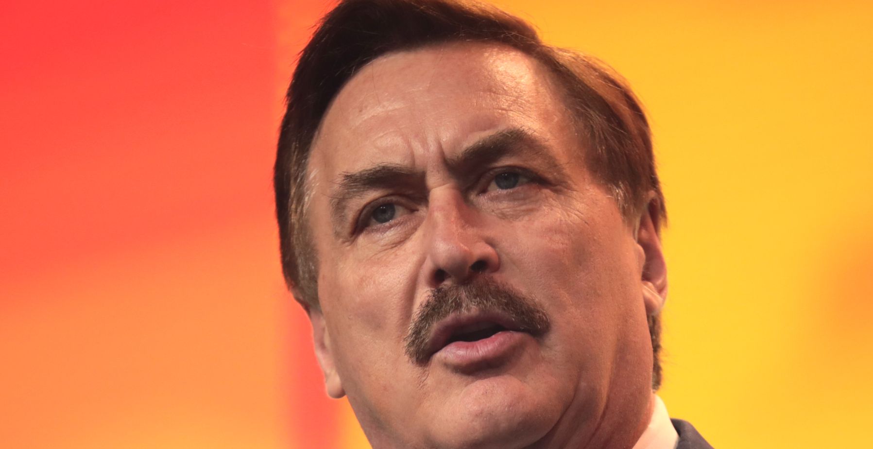 My Pillow CEO Mike Lindell delivers a speech.