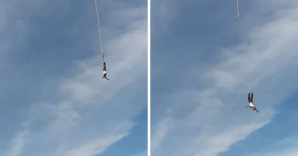 Man Plummets Head First After Bungee Cord Snaps In Distressing Video