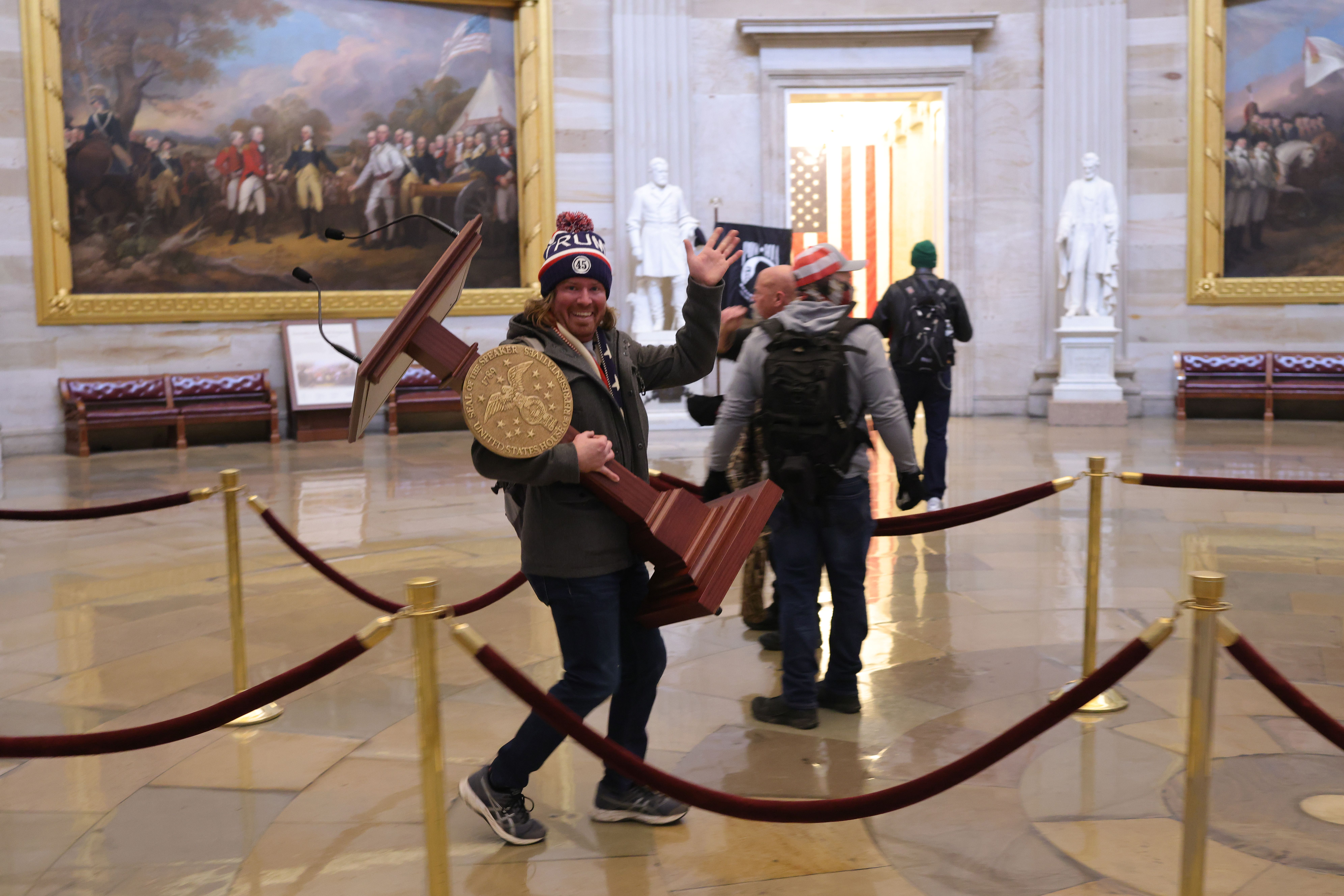 A person inside the U.S. Capitol on January 6.