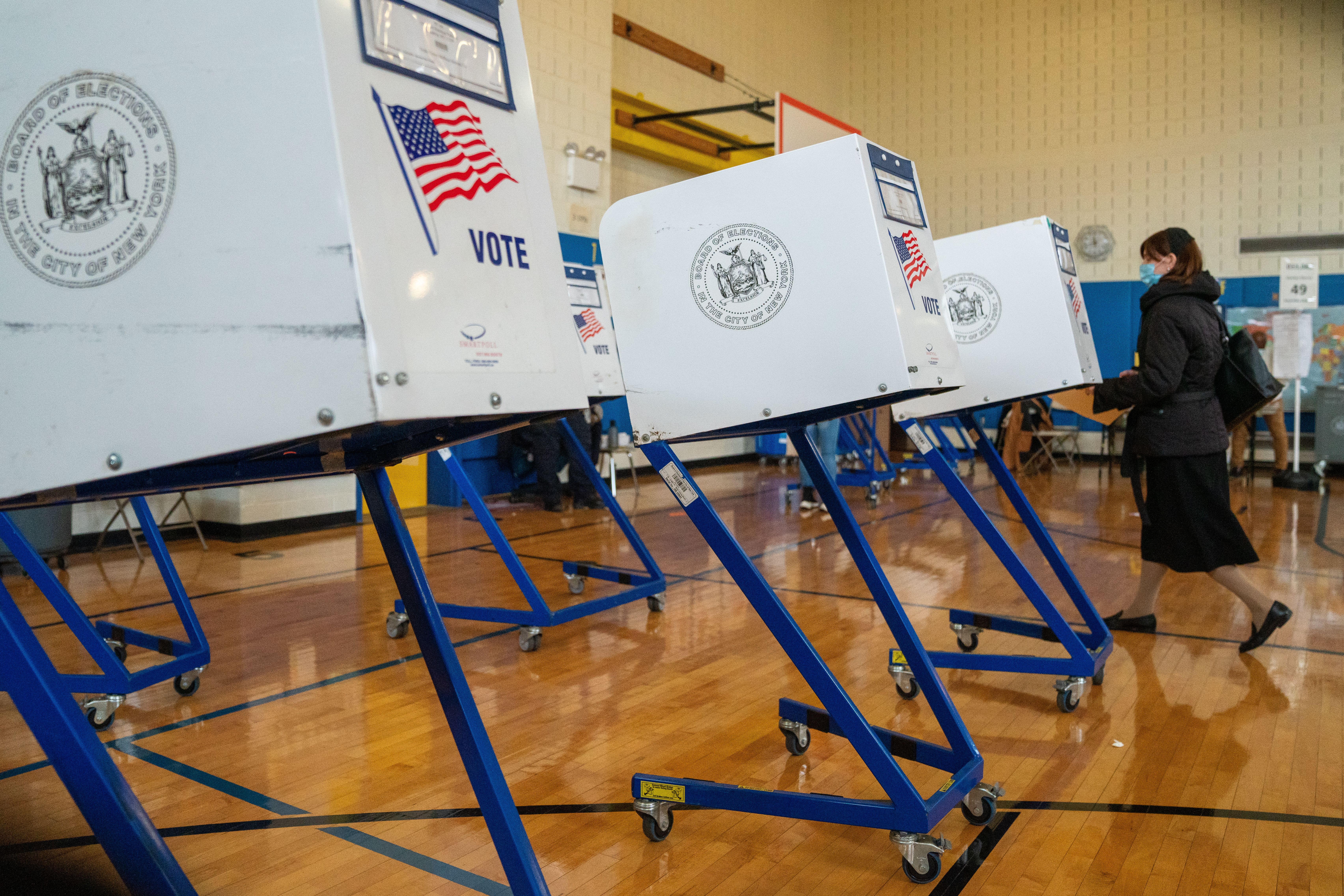 A picture of voting booths.