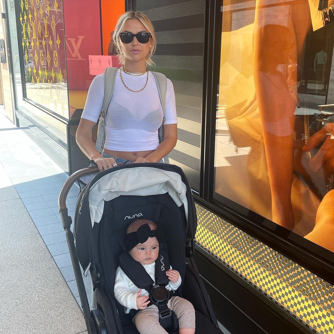Lala Kent and baby with stroller